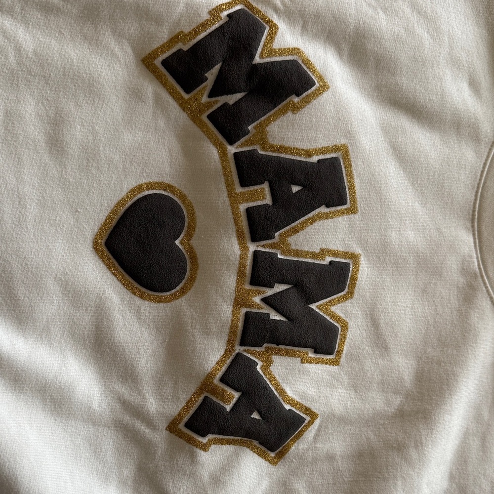 White 'Mama' Sweatshirt with Black and Gold Accents - Picture 3 of 4